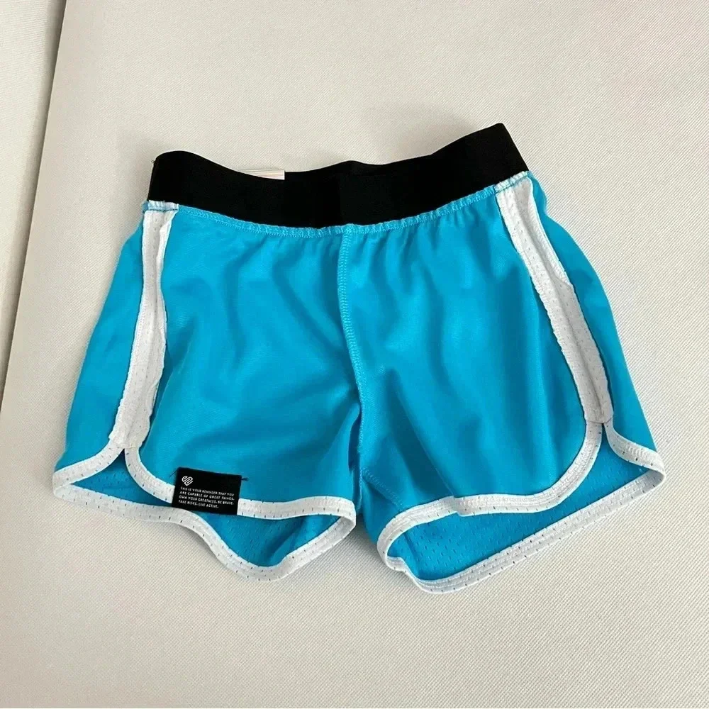 Justice Girls Core Solid Mesh Shorts Blue/Black Elastic Waist size Small (7/8)